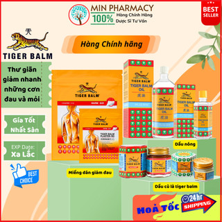 Cao dán  Dầu cù là TIGER BALM Plaster-RD Miếng dán nóng Con hổ Singapore Túi 3 miếng - Minpharmacy 