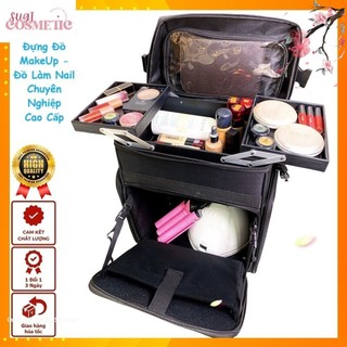 Cốp vải vali kéo để đồ make up, đồ nail chuyên nghiệp 2 tầng có bánh xe cao cấp y22 có tay kéo ms 8802 [ sugi cosmvali