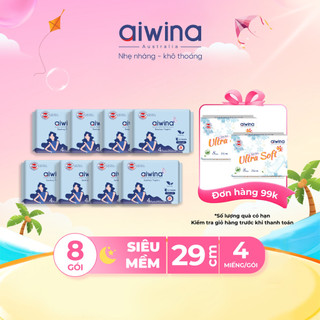 Combo 8 Băng vệ sinh Aiwina siêu mềm ban đêm 29cm gói 4 miếng