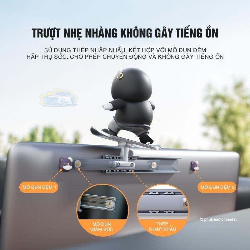 Trang Trí Ô tô Mô Hình Gấu Trượt Patin Dễ Thương, Chuyển Động Theo Quán Tính Trên Táp Lô Xe 3