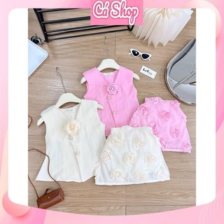 Set bộ vest CS266 chân váy hoa nổi cho bé gái
