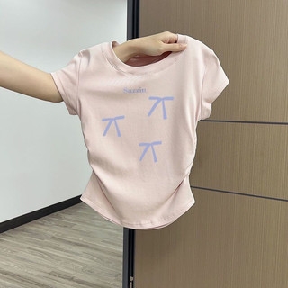 Nữ Cotton Ngọt Ngào Đơn Giản Tay Ngắn Slim-fit Nữ