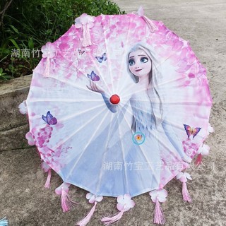 Ô lụa in cánh hoa phong cách cổ xưa dành cho trẻ em để chống nắng, chụp ảnh