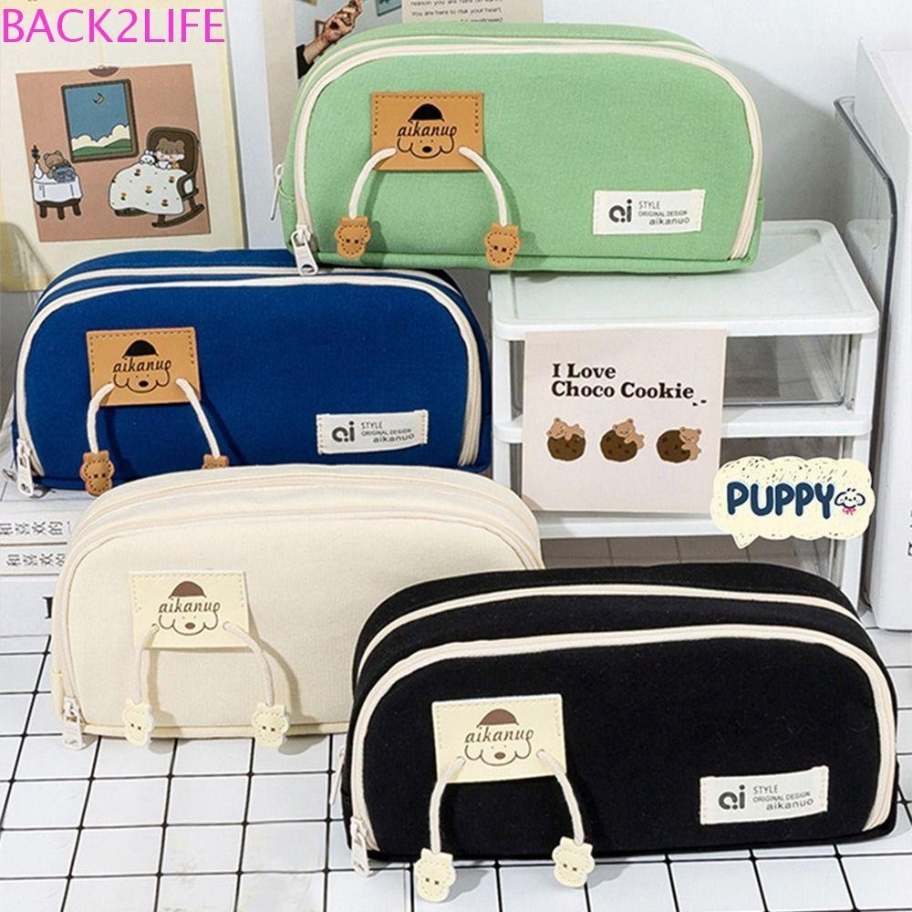 Back2lilife Túi Đựng Bút Bằng Vải canvas Nhiều Ngăn Sức Chứa Lớn Phong Cách Hàn Quốc Dễ Thương Để Bàn Văn Phòng