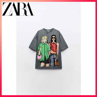Áo thun nữ in họa tiết giặt mới ZARA