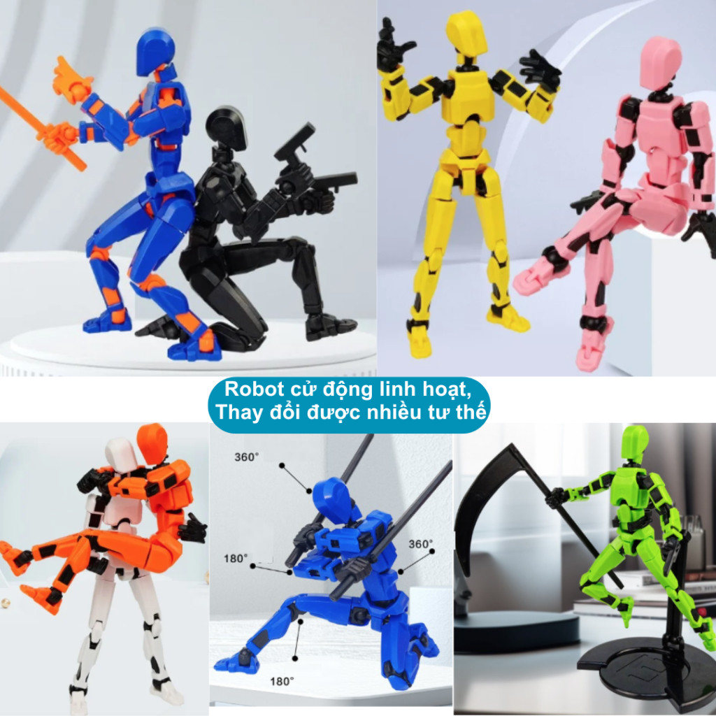 （5 cái 12 cái Ưu đãi)Từ TínhMô Hình Lắp Ghép Robot Dummy 12 Figure In 3D Đa Khớp Đồ Chơi Mô Hình Kit