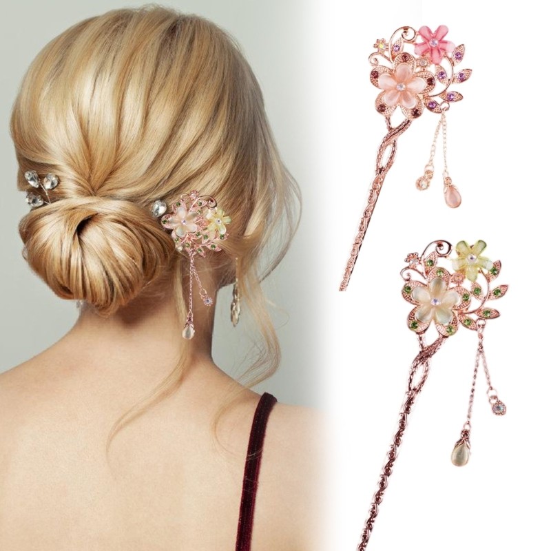 Que tóc phong cách Ivy Hợp kim truyền thống Thanh lịch pha lê