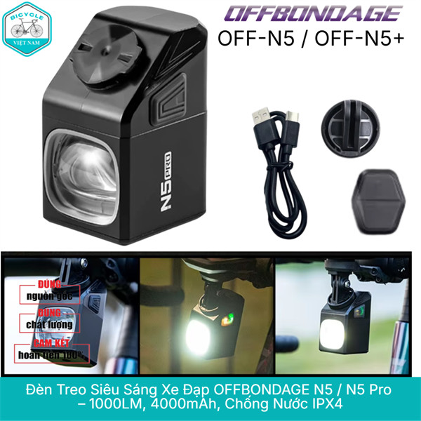 Đèn Treo Xe Đạp Siêu Sáng OFFBONDAGE N5 / N5 Pro 1000LM – Pin 4000mAh / 5000mAh
