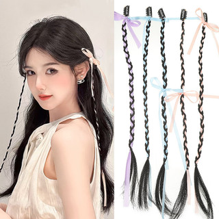 Haimeikang 2 Cái / bộ Mới Tóc Giả Bím Tóc Màu Bím Tóc Nơ Kẹp Cô Gái Ngọt Ngào Xoắn Bím Bên Viền Kẹp Tóc Phụ Kiện
