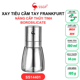  Dụng cụ xay tiêu cầm tay Inox 304 cao cấp của SSGP Đức SS14401 lọ xay tiêu xay tiêu thủy tinh 