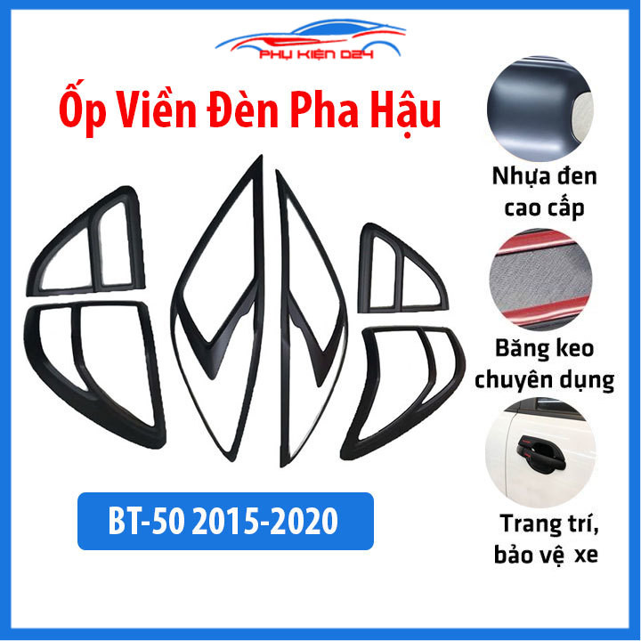Ốp viền đèn pha hậu nhựa đen Mazda BT50 BT-50 2015-2016-2017-2018-2019-2020