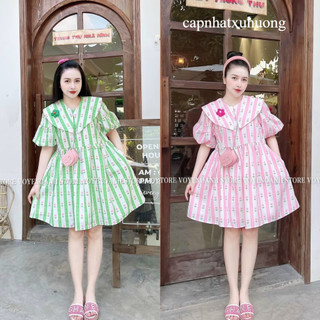 [ mẹ bầu mặc được ] Đầm lụa hoa babydoll tay phồng họa tiết bông với 2 tone màu dễ thươg đi chơi, đi biển capnhatxuhuong
