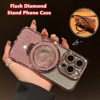 Ốp điện thoại đế kim cương sang trọng cho iPhone 11 12 13 14 15 pro max 15plus Ống kính bảo vệ Camera Vỏ chống sốc Vỏ mềm Vỏ bảo vệ điện thoại
