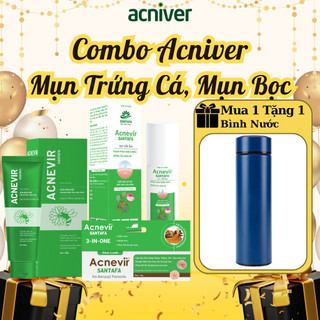 Combo Sữa rửa mặt + Xịt cấp ẩm + Kem giảm mụn Acnevir Santafa chăm sóc da, chiết xuất thảo dược,phù hợp mọi loại da