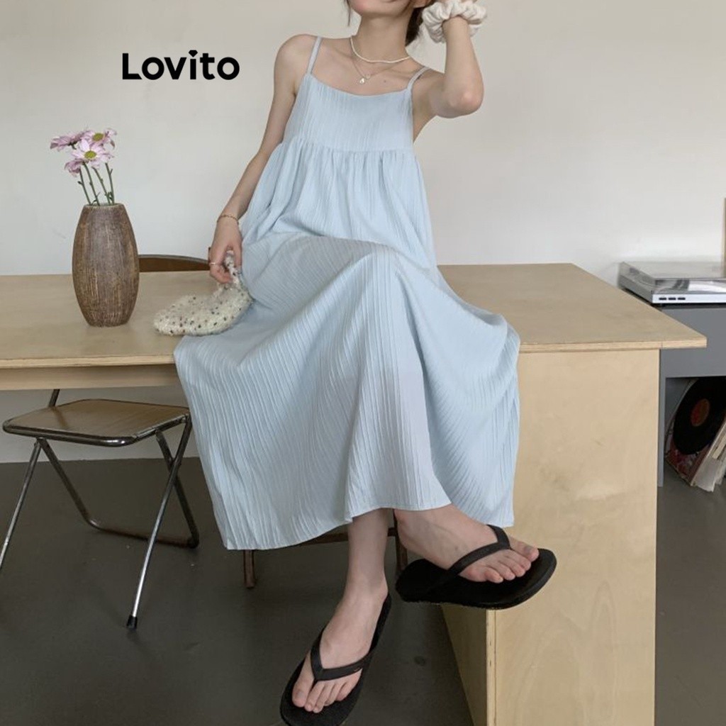 Lovito Váy hở lưng trơn đơn giản cho nữ LNA37076 (Nhiều màu)