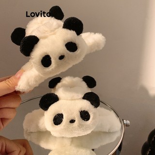 Kẹp tóc Lovito gấu trúc lông mịn dễ thương cho nữ LFA09696
