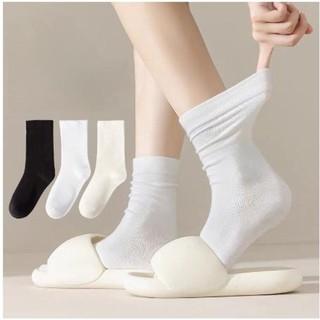 Sét 10 Đôi Tất Cao Cổ Chất Cotton Trơn Mềm , 3 Màu Cổ Bo Chun Siêu Co Giãn Menswear Nam