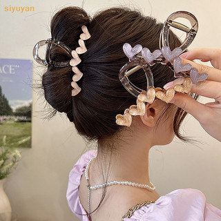 Siyuyan Thạch Trái Tim Vuốt Tóc Kẹp Bé Gái Hợp Thời Trang Acrylic Kẹp Tóc Barrettes Rửa Mặt Mũ Phụ Kiện VN