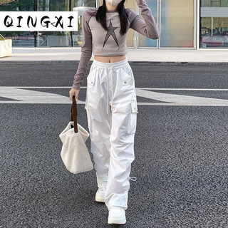 QINGXI quần ống rộng Quần Túi Hộp fashionable cozy comfortable cổ xưa WFK24302YN 17Z240426