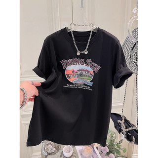 Fashmily 100% Cotton Oversize Áo Nữ Hàng Sẵn Có 2024 Mới Mùa Hè Hàn Quốc Tay Ngắn Thời Trang Unisex Nam Tee Rời Cổ Tròn Quần Áo Học Sinh