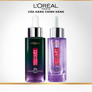 Bộ 2 serum kiềm dầu thu nhỏ lỗ chân lông Niacinamide 2% & dưỡng ẩm Hyaluronic Acid 1.5% L'Oreal Paris