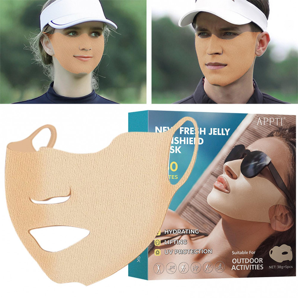 Mặt nạ 5 CÁI Mặt nạ chống nắng Golf Ngoài trời Bảo vệ tia cực tím Miếng dán chơi gôn Gel dưỡng ẩm nạ chăm sóc da nạ thạch làm mới thoáng khí Điều chỉnh ba chiều Phù hợp với mọi hình dạng khuôn mặt