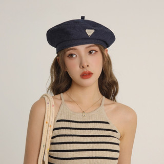 Mismemo  Nhãn kim loại ~ Mũ nồi Denim phong cách mỏng Nhật Bản dành cho nữ Mùa hè Đầu thu Phù hợp với phong cách cổ điển Mũ nồi nhỏ họa sĩ