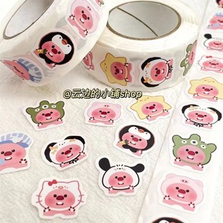 500 Chiếc Little Beaver Ruby Loopy Roll Sticker Giá Trị Cao Dán Sổ Tay Trang Trí Niêm Phong Miếng Dán