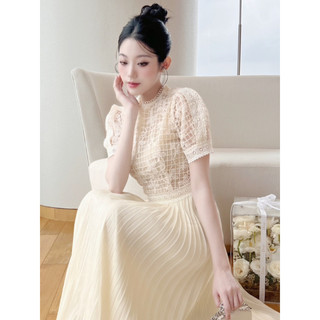 Váy Ren Nữ Dự Tiệc Thiết Kế MAY CH175 Màu Kem Sáng Da – Đầm Ren Sang Trọng Chuẩn MAY