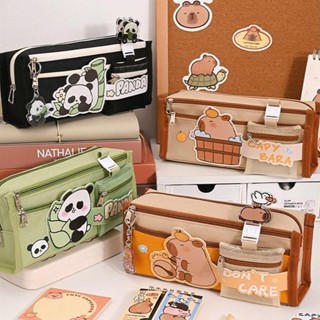 Túi đựng bút Capybara, Túi đựng văn phòng phẩm vải dung tích lớn, Túi đựng đồ dễ thương Capybara