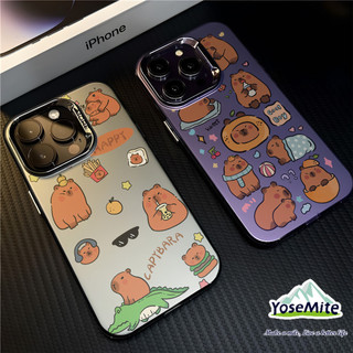 ốp lưng iPhone 11 capybara Động vật nhỏ dễ thương Ốp điện thoại silicon mềm hình kim loại mạ thời trang cho 14 XR 13 11 12 Pro Max 8 7 6 6S Plus X Xs Max Se 2020 13 12 11 Thương hiệu hợp thời trang