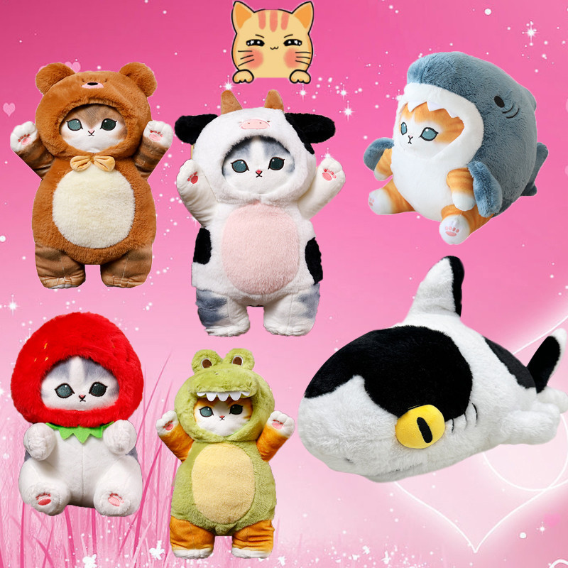 Bct Shark Cat Mofusand Cat Đồ chơi sang trọng Trái cây dễ thương Mèo Plushie Búp bê ngộ nghĩnh Động 