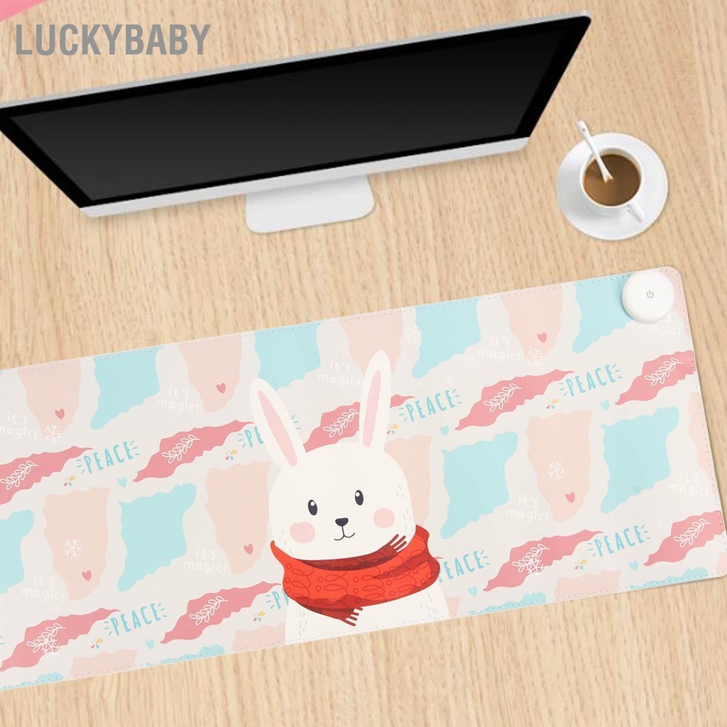 LUCKYBABY Miếng Lót Chuột Lớn Làm Nóng Hình Thỏ Dễ Thương 31x13in Ấm Áp 3 Cấp Độ Để Bàn Cho Văn Phòng Học 100‑240V