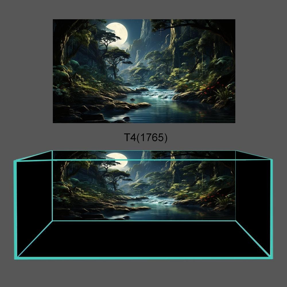 [Tặng Đồ Dán+Sticker] Tranh dán hồ cá 3D Decal mẫu nền đen sang trọng - Sắc Nét  , mã tranh 1765