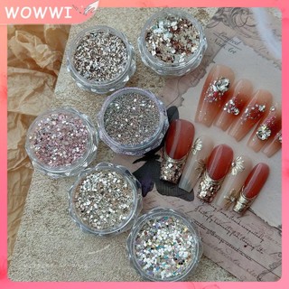 Lấp lánh kim sa lấp lánh bột phụ kiện làm móng toàn phương bạc champagne nhiều màu sắc bột lấp lánh chun bột kim sa lấp lánh