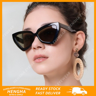 (Hengha) Kính râm mắt mèo cổ điển dành cho nữ Kính râm che nắng đa giác thời trang phương Tây