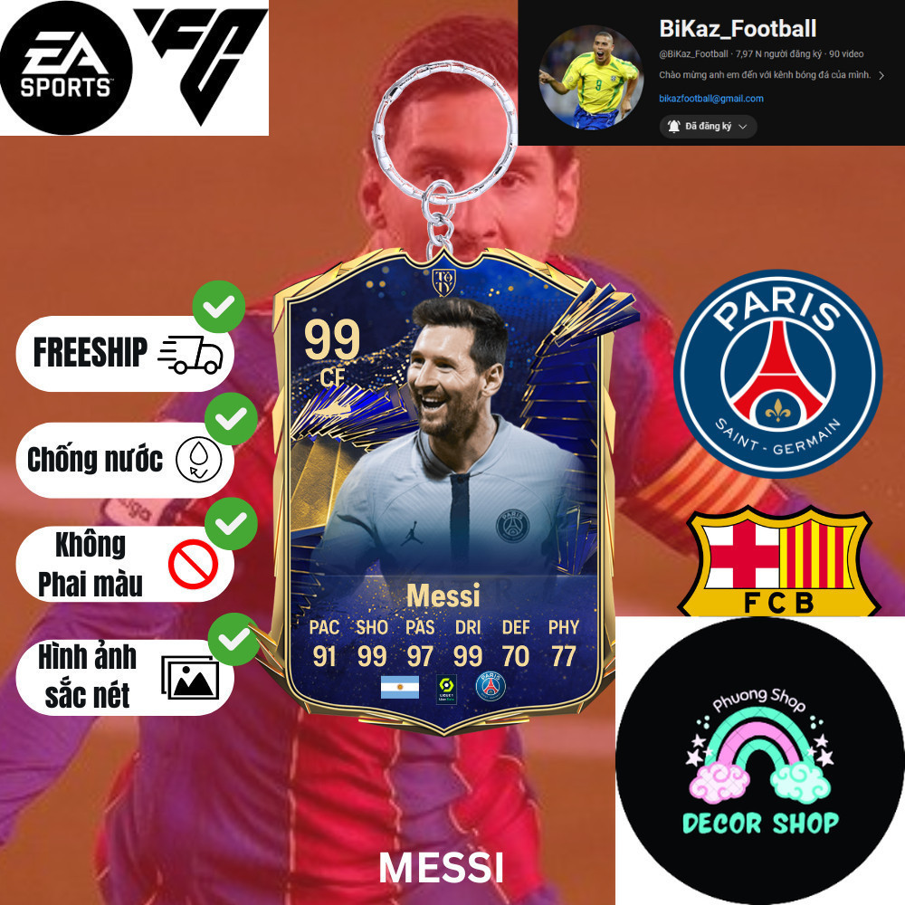 MÓC KHOÁ CẦU THỦ - FC BARCELONA  TRÍ DECOR SHOP