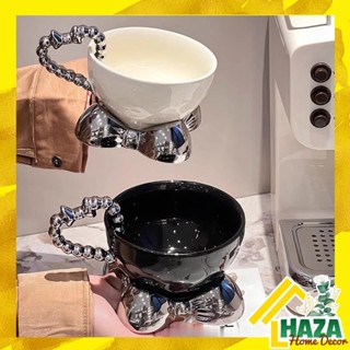 Ly uống nước gốm sứ quai trái tim kèm khay lót trang trí để bàn phòng khách, Cốc nước