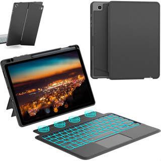 7 Màu Đèn Nền Trackpad Bàn Phím Bluetooth Có Thể Tháo Rời Bút Chân Đế Da Dành Cho Samsung Tab S10 Plus 2024 / Tab A9 Plus / S6 Lite / A8 / Tab S9 Plus / S9 FE + / Tab S8 + / S7 FE / S7 +