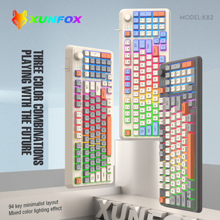 Xunfox k82 bàn phím cơ chuột bộ bàn phím pc nhỏ gọn có dây có miếng lót số 94 phím rgb nhẹ bàn phím chơi game cho máy tính laptop