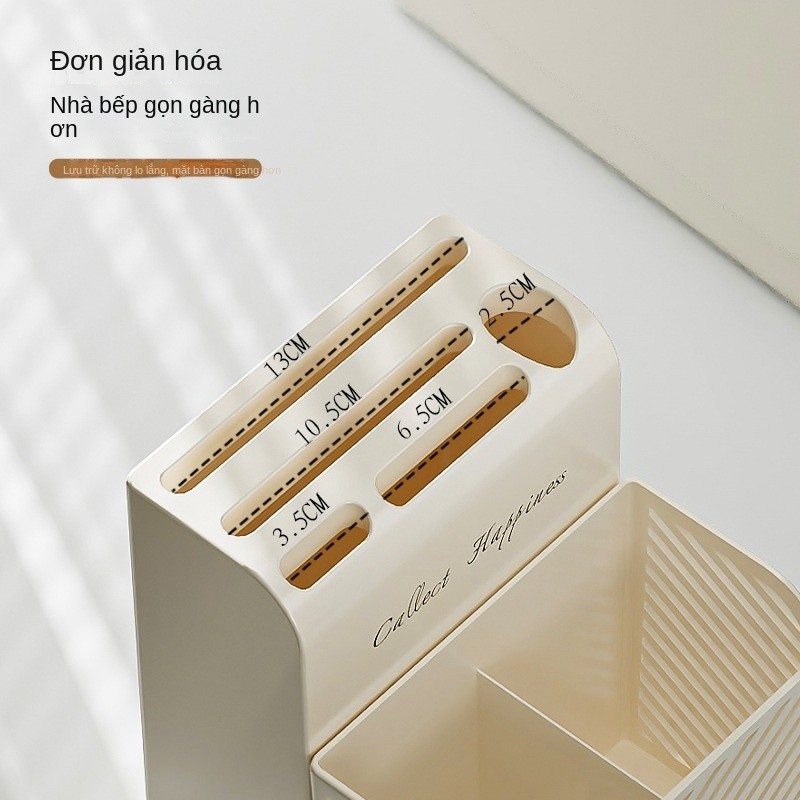 Giá đựng dao tích hợp giá đựng thớt màu trắng cho nhà bếp Hộp đựng đũa muỗng, ống đựng đũa, hộp đựng dao kéo nhà bếp