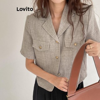 Lovito áo sơ mi sọc cài nút dễ thương cho nữ lne59464
