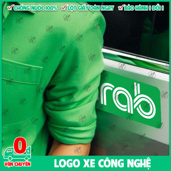 Combo 2 logo decal Grab dán xe