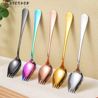 Muỗng Salad MIOSHOP, Thìa Tráng Miệng Spork Bằng Thép Không Gỉ 2 Trong 1, Máy Rửa Chén Sáng Tạo Bộ Đồ Ăn 5 Màu Tay Cầm Dài Thìa Tráng Miệng Cho Dụng Cụ Nhà Bếp