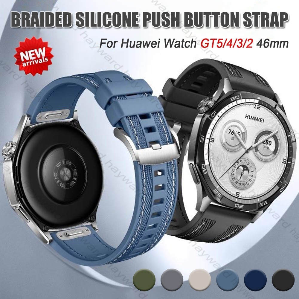 22mm Dây Đeo Silicon Chính Hãng Cho Huawei Watch GT5 4 3 2 46mm GT 3 Pro Band Quick Fit Thể Thao Dây