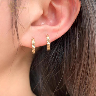  Roselife Vàng 14K Lấp Lánh Bánh Xe Hoa Hình Học Vòng Tròn Vòng Bông Tai Dành Cho Nữ Không Gây Dị Ứng Tai Tròn Trang Sức 
