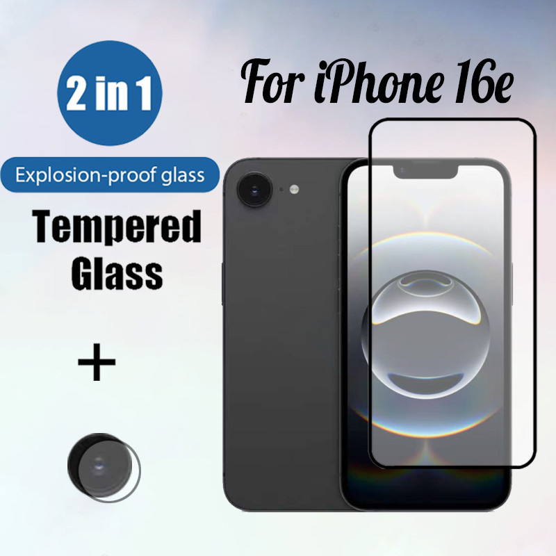 16e 2 Trong 1 Kính Cường Lực Chất Lượng Cao Bảo Vệ Màn Hình Cho iPhone 16e 16 14 13 15 12 11 Pro Max