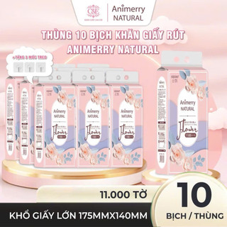Thùng 10 Bịch 11000 Tờ Giấy Rút Đáy Đa Năng SIPIAO Flower 4 Lớp-Giấy Treo Tường Siêu Dai Chính Hãng