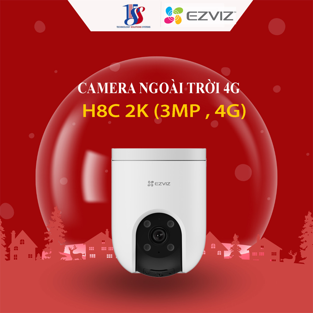 Cameara wifi ngoài trời, Camera EZVIZ H8C 2K (3MP, 4G) sử dụng sim 4G, quay quét 360 độ, màu đêm, đà