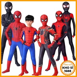 Bộ đồ người nhện kèm mũ cho bé trai, trang phục Haloween hoá trang Siêu Nhân Người Nhện cho bé trai E1414